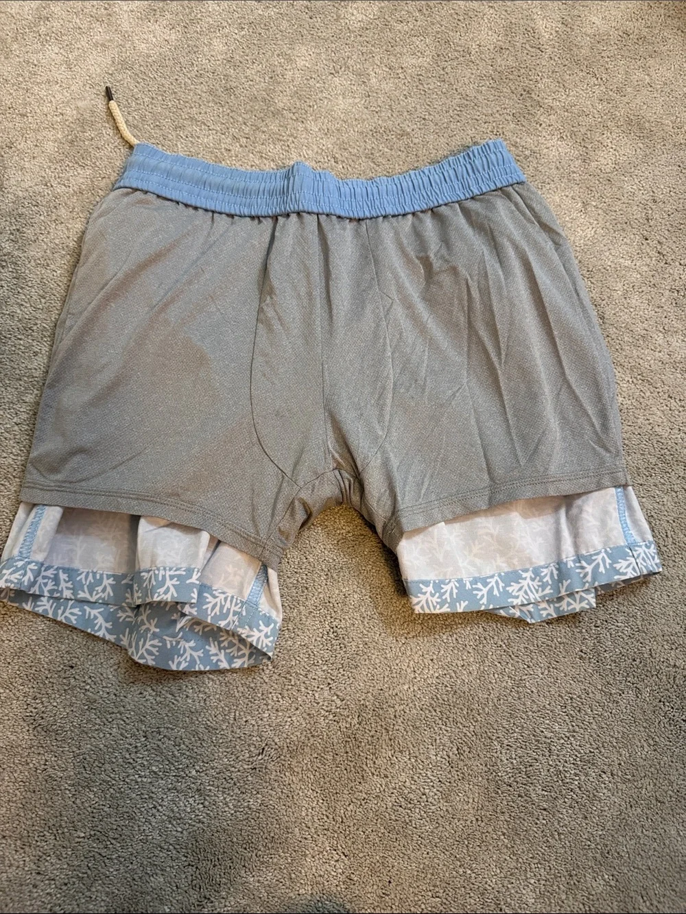Fair Harbor Kids Light Blue Swim Trunks with White Coral Print XL
